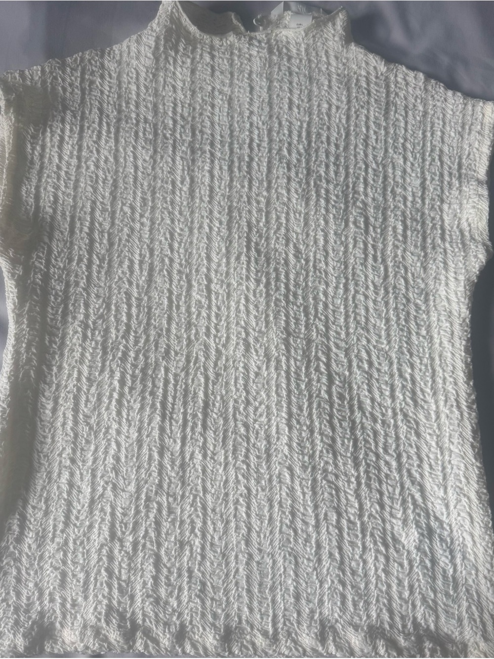Textured White Short Sleeve Knit Top